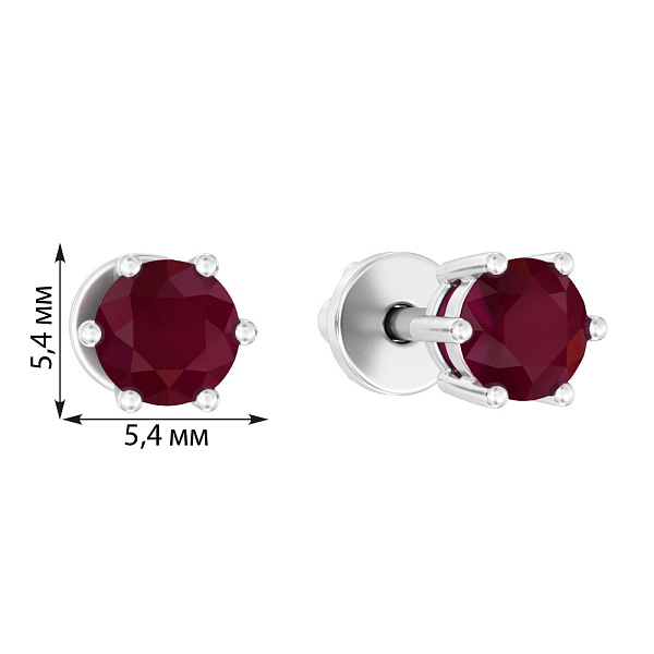 Золоті сережки пусети з рубінами (арт. 111093Пбр) – зображення 2