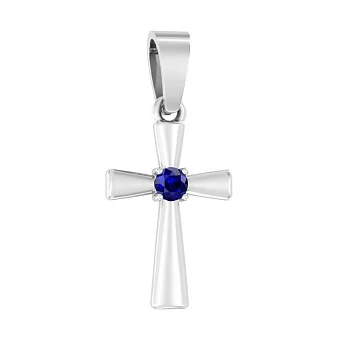 Золотий хрестик з сапфіром  (арт. П011025бс)