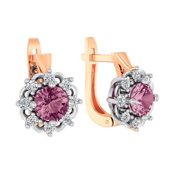 Золоті сережки з кварцом і фіанітами (арт. 111042ПрГ) – зображення 1