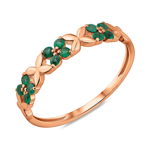 Каблучка з червоного золота зі смарагдом (арт. 141292/1Пи) – зображення 1