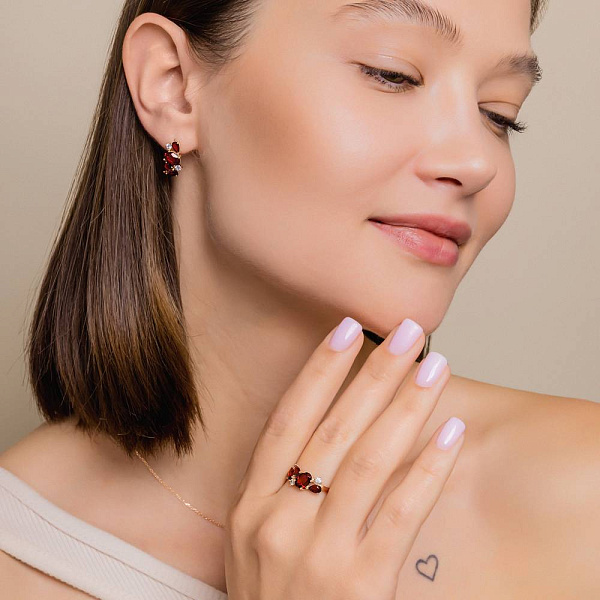 Кольцо из красного золота с гранатом  (арт. 141256Пк) – изображение 5