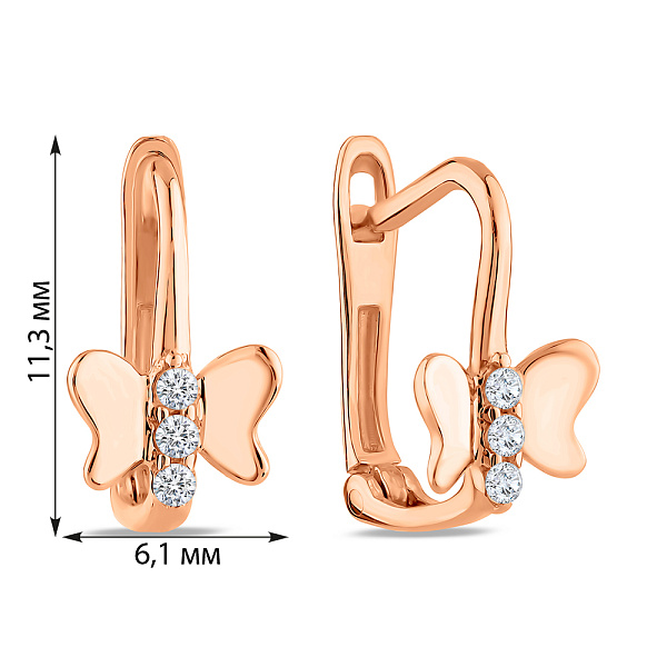 Детские золотые серьги Бабочки (арт. 106144) – изображение 3