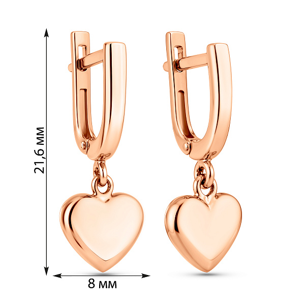 Серьги из красного золота Сердце (арт. 110519) – изображение 4