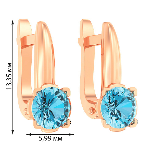 Дитячі золоті сережки з блакитним фіанітом (арт. 110504г) – зображення 6