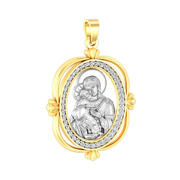 Золотая ладанка Божия Матерь «Владимирская» (арт. 440645ж) – изображение 1