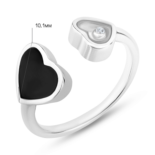 Кольцо из белого золота с эмалью и фианитом (арт. 154531беч) – изображение 2