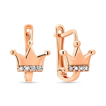 Детские серьги "Корона" из красного золота (арт. 108563)