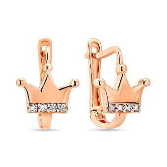 Дитячі сережки "Корона" з червоного золота (арт. 108563)