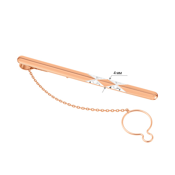 Затискач для краватки з червоного золота з родіюванням (арт. 200077ра) – зображення 2