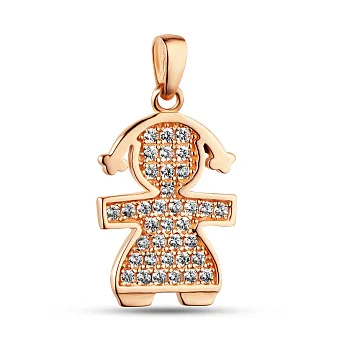 Золота підвіска Дівчинка з фіанітами (арт. 423925)