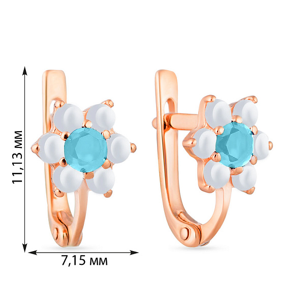 Дитячі золоті сережки «Квіточки» з фіанітами (арт. 110154юд) – зображення 2