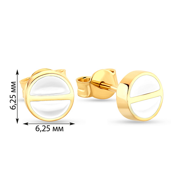 Сережки-пусети з жовтого золота з емаллю (арт. 107561жеб) – зображення 2