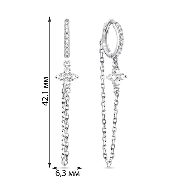 Длинные серебряные серьги с фианитами (арт. 7502/10243/10) – изображение 2