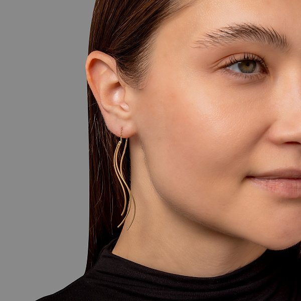 Золотые серьги протяжки без камней (арт. 108268ж) – изображение 3