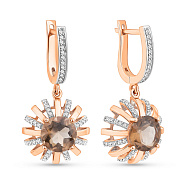 Золоті сережки з кварцом та фіанітами (арт. 103325кд)