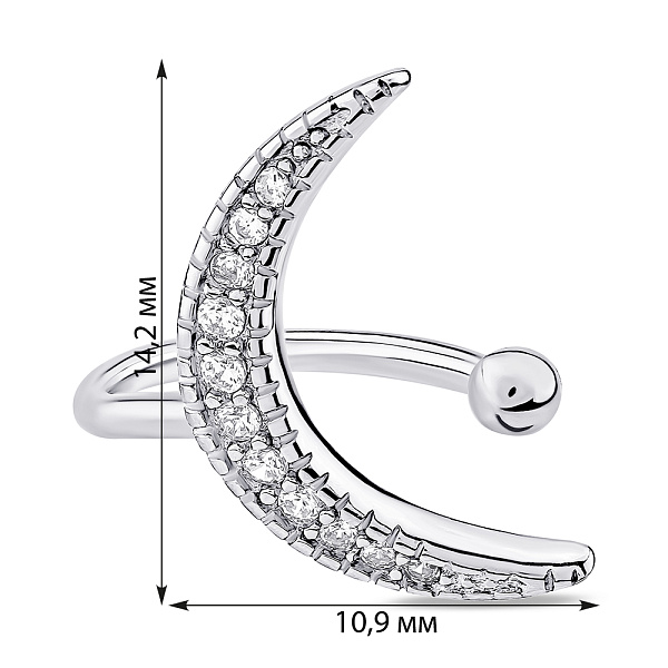 Серебряная одиночная сережка-каффа Луна (арт. 7502/9683я) – изображение 3