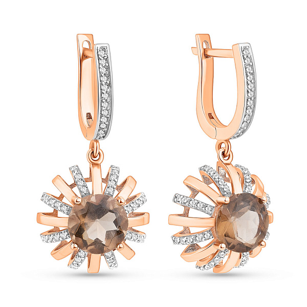 Золоті сережки з кварцом та фіанітами (арт. 103325кд) – зображення 1