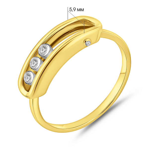 Кольцо из желтого золота с фианитами (арт. 154308ж) – изображение 2