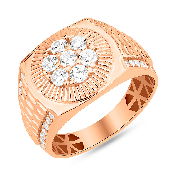 Золота печатка з фіанітами (арт. 180580) – зображення 1