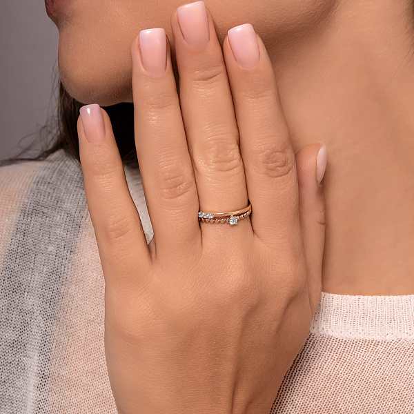 Кольцо из красного золота с фианитами (арт. 140012) – изображение 3