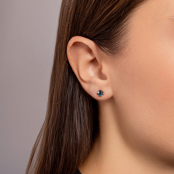 Пусеты из красного золота с топазом лондон (арт. 110814Пл) – изображение 2