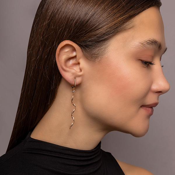 Довгі золоті сережки-підвіски (арт. 1092114) – зображення 4