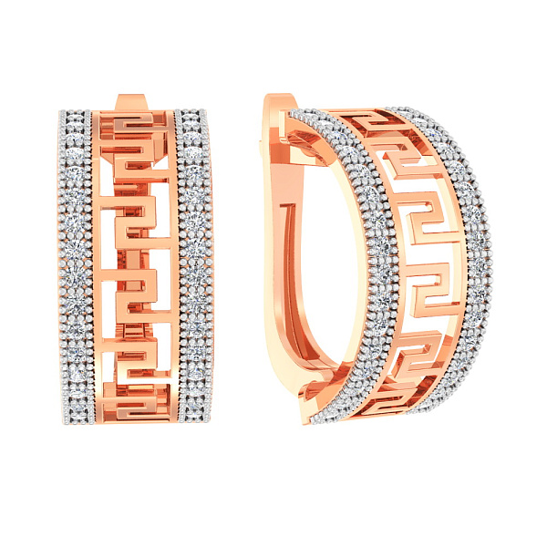 Серьги Олимпия из красного золота с фианитами (арт. 113400) – изображение 1