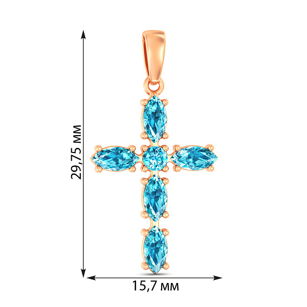 Золотой крестик с топазом  (арт. 440918Птг) – изображение 2