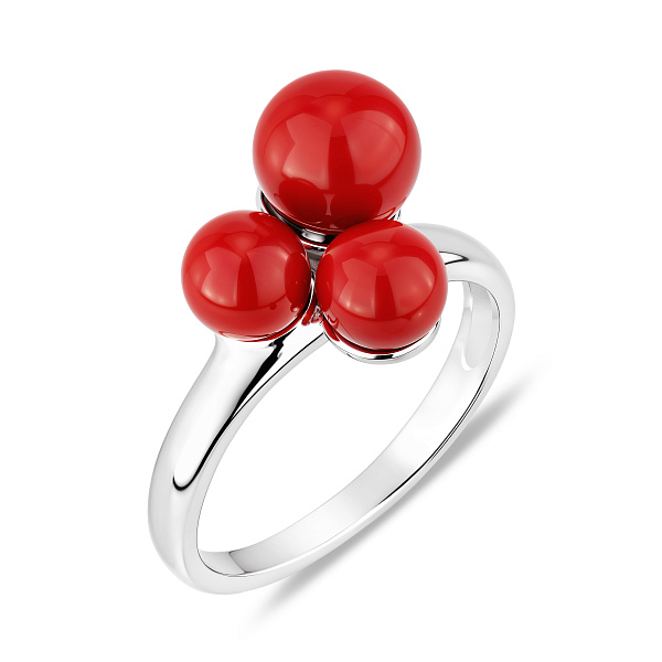 Массивное серебряное кольцо с кораллами (арт. 7501/2136262Крк) – изображение 1
