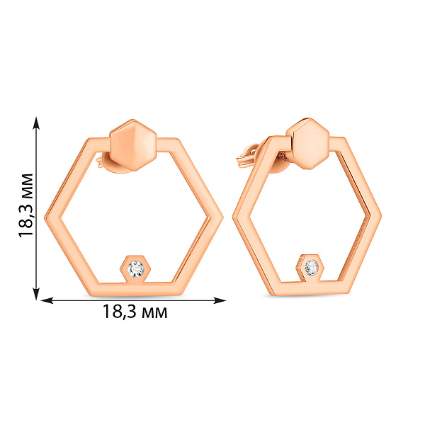 Золотые серьги-пусеты с фианитами (арт. 109630) – изображение 2
