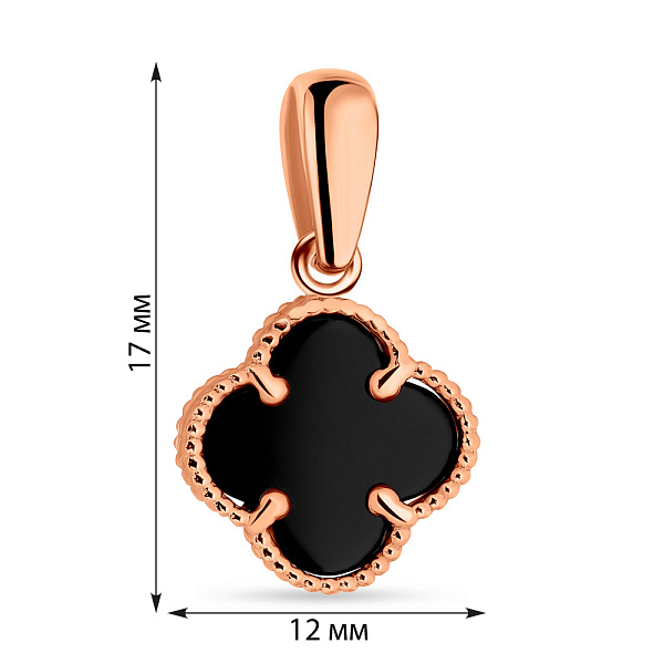 Золотий підвіс в червоному кольорі металу з оніксом (арт. 422914/10о) – зображення 2