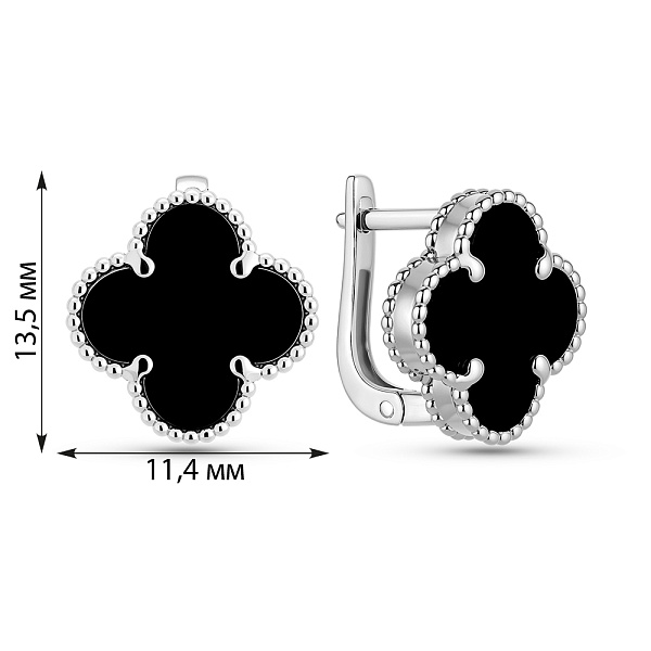 Серьги из белого золота с ониксом (арт. 1101201/10бо) – изображение 2