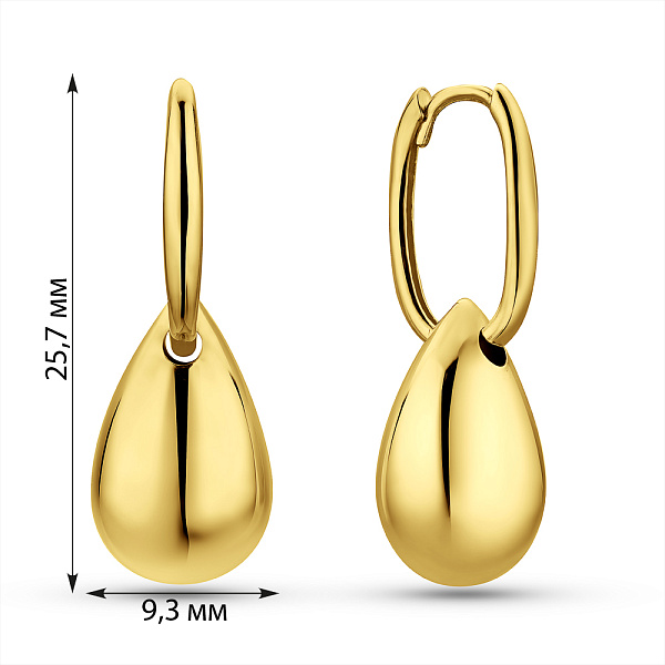 Серьги трансформеры из желтого золота (арт. 1091945ж) – изображение 3