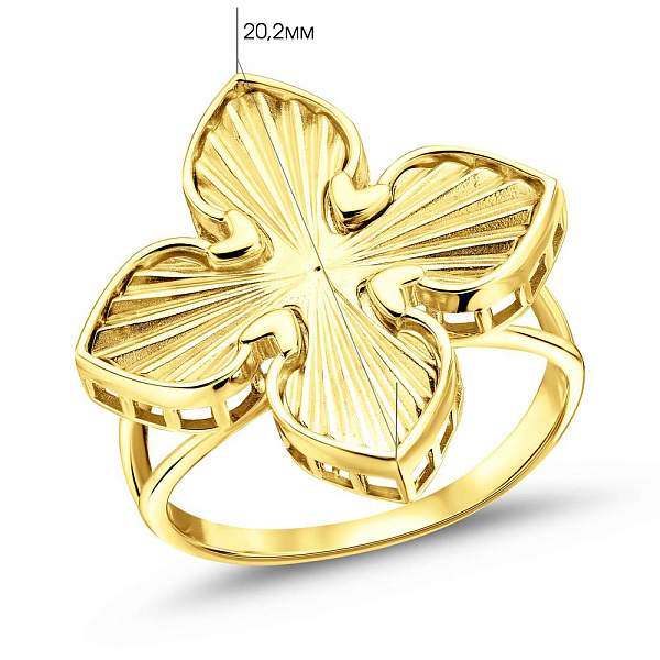 Каблучка з жовтого золота Конюшина (арт. 156528/20ж) – зображення 2