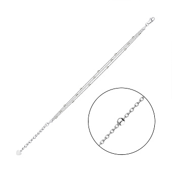 Фото Многослойный серебряный браслет с бусинками (арт. 7509/3116)