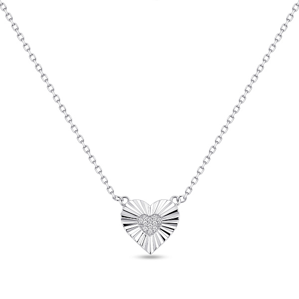 Серебряное колье с подвеской сердце с фианитами (арт. 7507/2480) – изображение 1