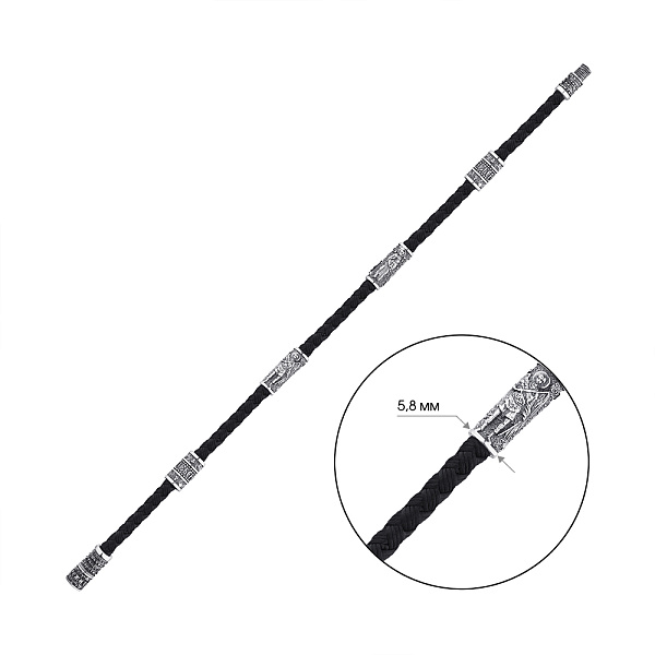 Браслет из шелковой нити и серебра (арт. 7309/395/1брю) – изображение 3