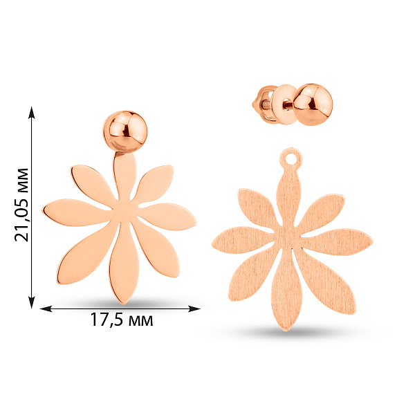 Серьги трансформеры из красного золота (арт. 1101023м) – изображение 6