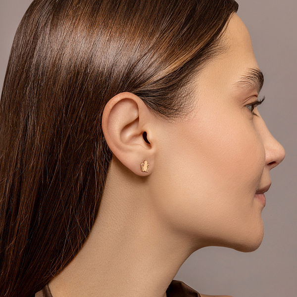 Серьги-пусеты "Ангелочки" из красного золота (арт. 108793) – изображение 4