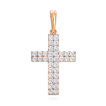 Золота підвіска-хрестик з фіанітами (арт. 440341)