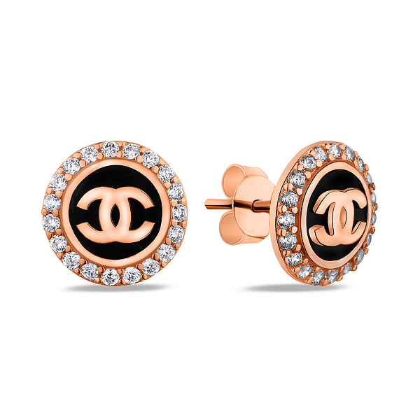 Сережки з червоного золота з емаллю (арт. 107827еч) – зображення 1