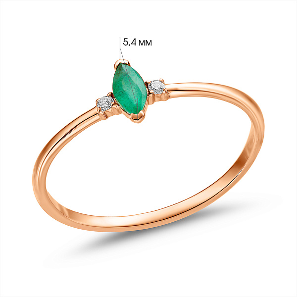 Золотое кольцо с изумрудами и бриллиантами (арт. К011357и) – изображение 2