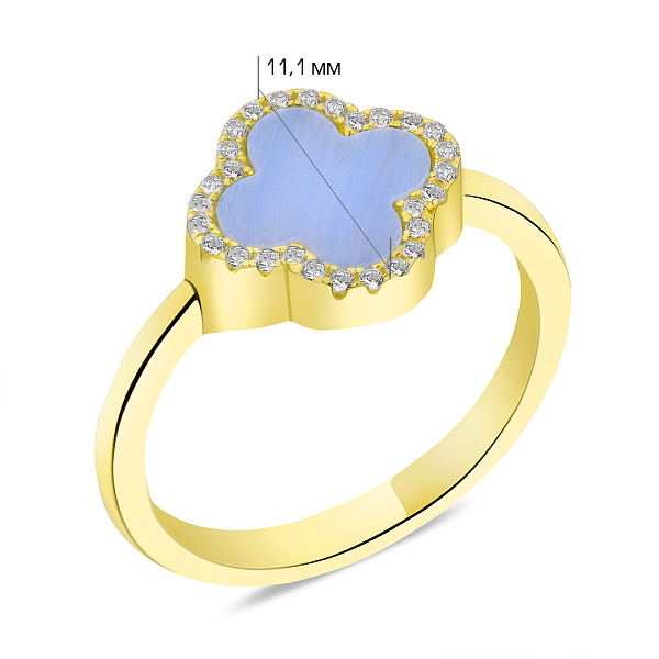 Серебряное кольцо с халцедоном и желтым родированием (арт. 7501/5075/10жхлф) – изображение 2