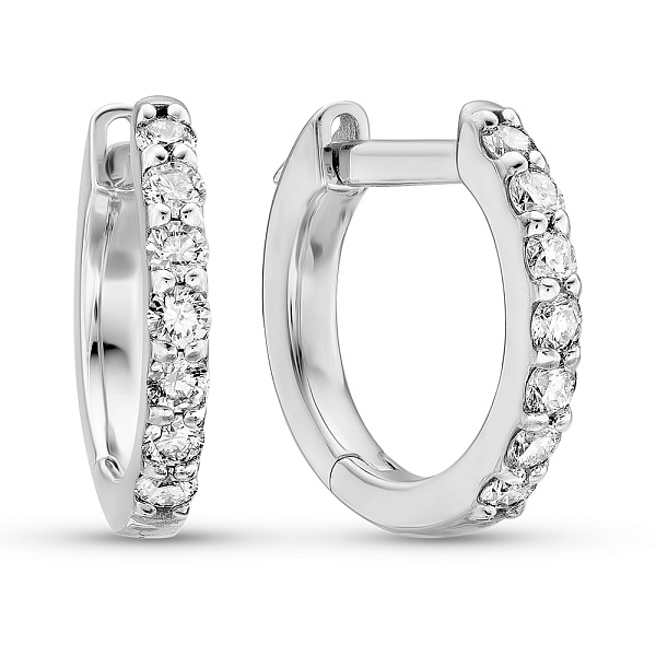 Золотые серьги-кольца с бриллиантами (арт. 2106552202) – изображение 1