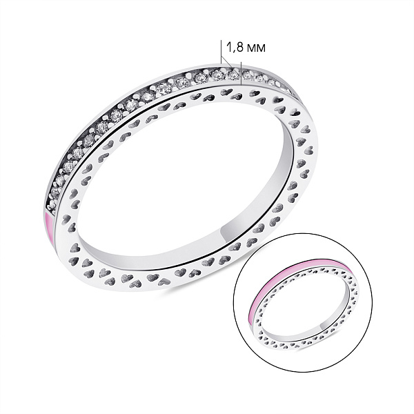 Каблучка зі срібла Trendy Style з емаллю та фіанітами (арт. 7501/К2ФР/1391-16) – зображення 2