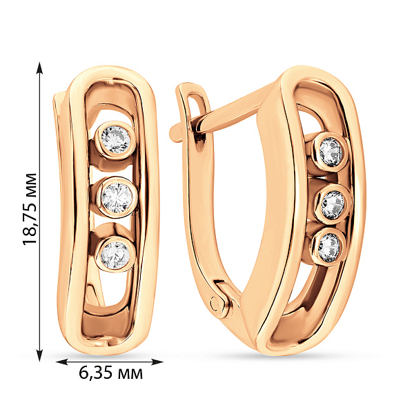 Сережки из красного золота с фианитами (арт. 105683) – изображение 2