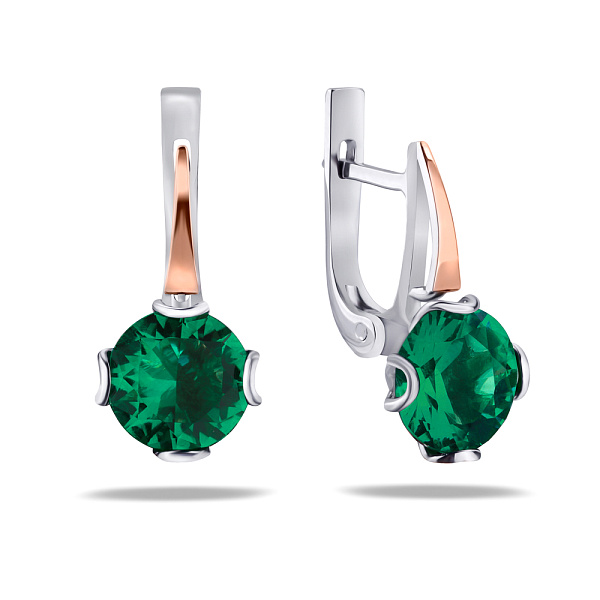 Серебряные серьги с изумрудами (арт. 7202/287Измсп) – изображение 1