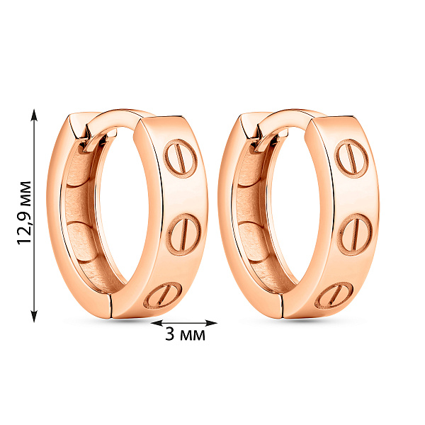 Серьги-кольца из красного золота (арт. 105164/10) – изображение 2