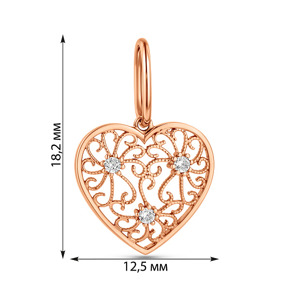 Подвес Сердце из красного золота (арт. 440882) – изображение 3