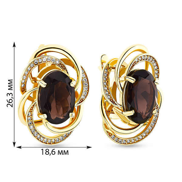 Золоті сережки з кварцом і фіанітами (арт. 104396жР) – зображення 4